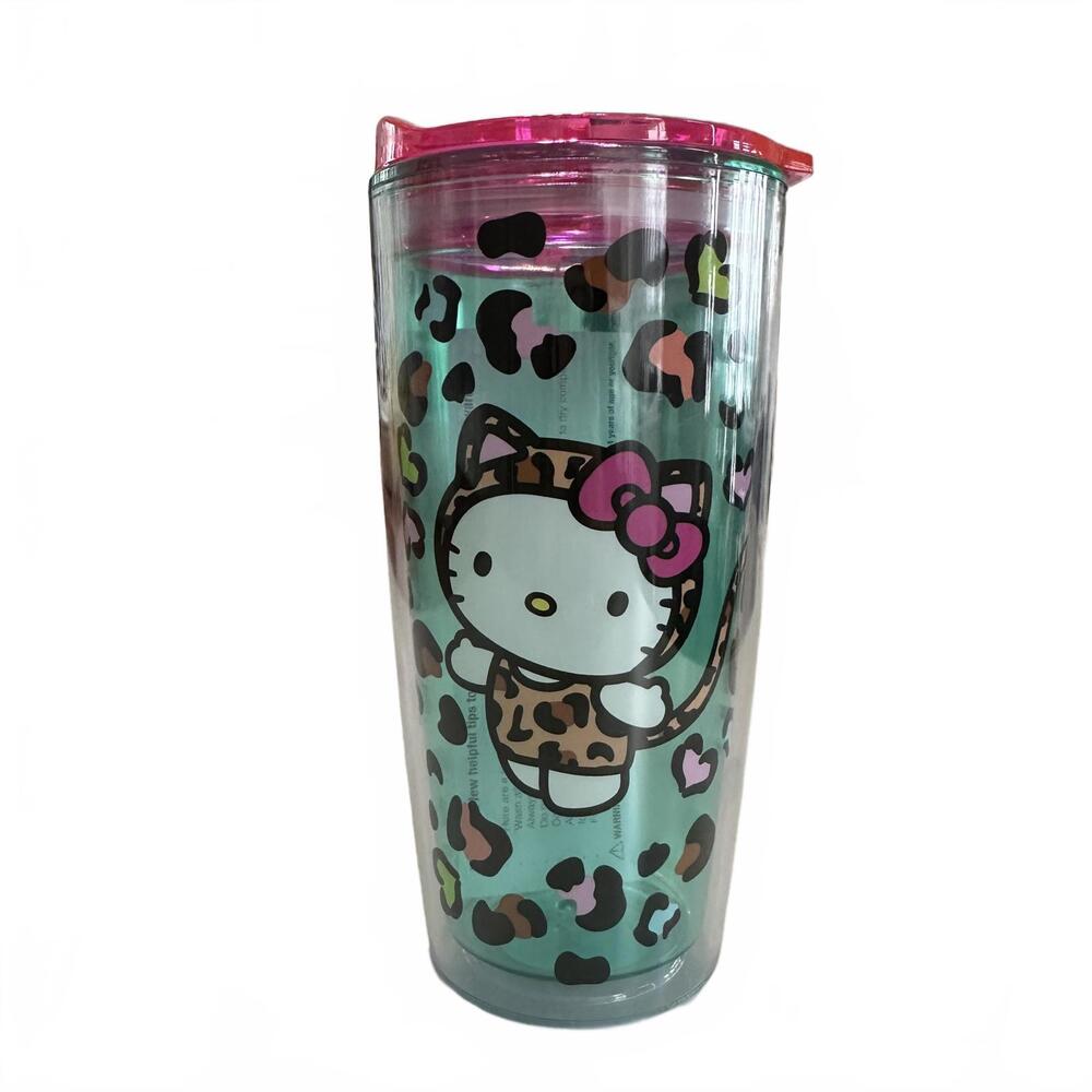Hello Kitty Leopard Print Spill-proof lid ravel Tumbler - 20 oz NWT